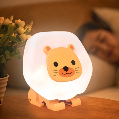 Pink/Yellow Cute Sitting Lion Night Light Cartoon LED Plastic Night Lamp for Child Bedroom