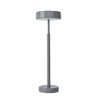 Plate Shade Night Stand Lamp Nordic Metal Grey LED Table Lighting with Straight Stand in Warm/White Light