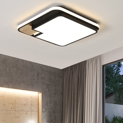 Simple Squared Flush Mount Lamp Acrylic LED Bedroom Flush Ceiling Lighting in Black