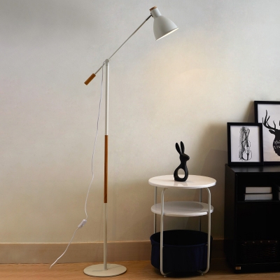 White/Black Domed Floor Lighting Minimalist 1 Head Metallic Standing Floor Lamp with Rotatable Arm