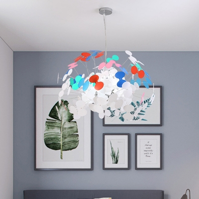 Acrylic Flower Shape Pendant Lamp Contemporary 8-Light LED White Hanging Ceiling Light