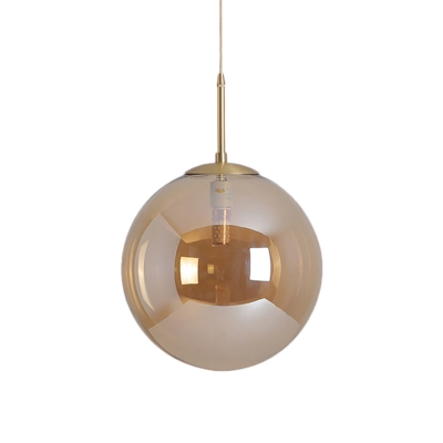 Amber/Smoke Grey Glass Sphere Pendant Postmodern 1-Light 6