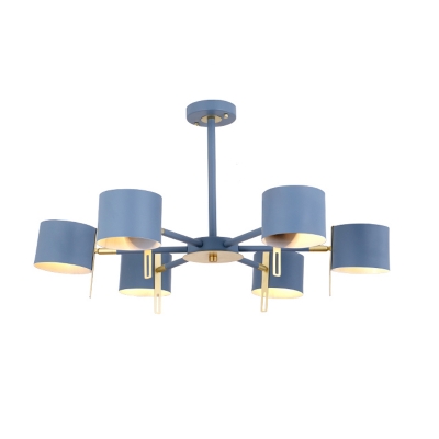 Burst Design Adjustable Chandelier Lamp Nordic Iron 6 Bulbs Living Room Suspension Pendant Light in Blue/White/Black