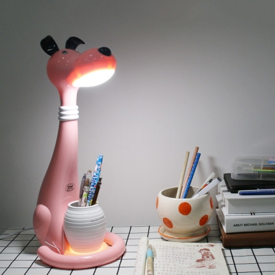 Cartoon Dog Shape Reading Light Plastic LED Bedroom Rotatable Night Table Lamp in White/Pink/Yellow
