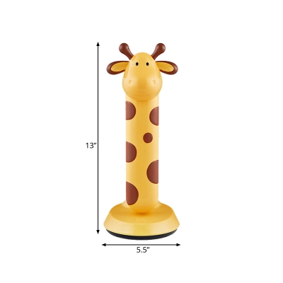 Cartoon Giraffe Shaped Night Table Light Plastic LED Bedside Night Lamp in Yellow