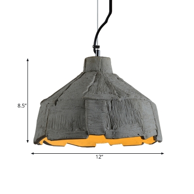 Cement Barn/Dome Drop Pendant Light 1-Head 6
