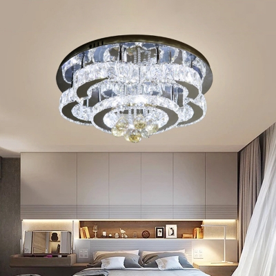 Circle/Square Bedroom Flushmount Simple Beveled Crystal LED Chrome Ceiling Mount Light Fixture
