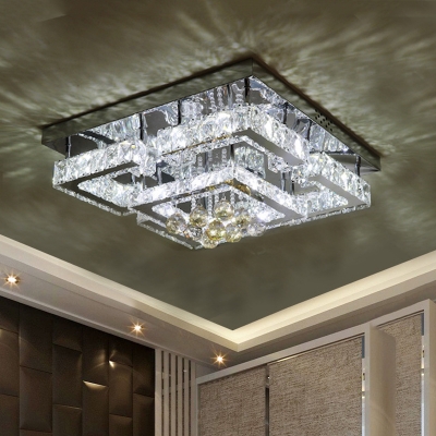 Circle/Square Bedroom Flushmount Simple Beveled Crystal LED Chrome Ceiling Mount Light Fixture