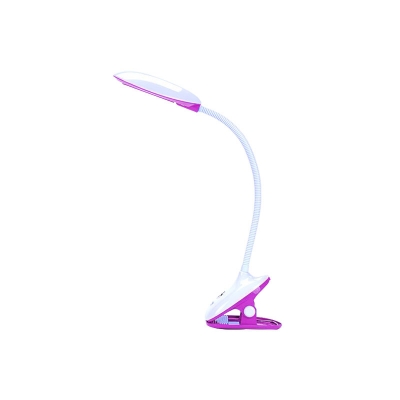 Contemporary Clip on Deck Light Plastic LED Bedroom Reading Book Lamp in Pink/Blue with Rotatable Arm
