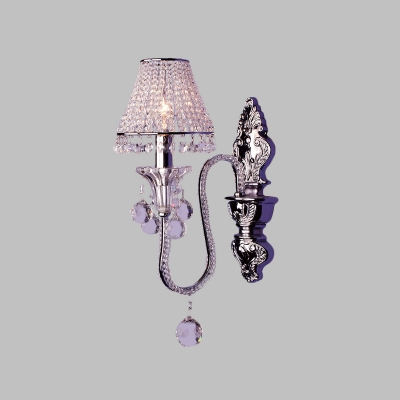 Crystal Ball Candle Wall Mount Lighting Traditional 1/2-Head Indoor Sconce in Silver