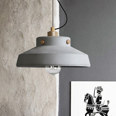Grey 1-Head Pendant Lighting Antiqued Cement Can/Barn Hanging Lamp Kit over Bar Island, 7
