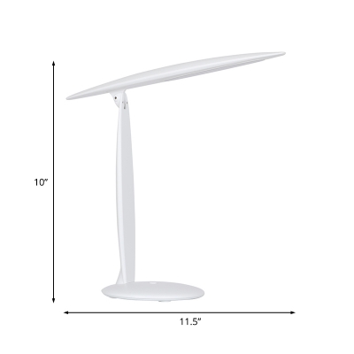 LED Bedroom Task Light Minimalism White Finish Rotatable Reading Book Lamp with Oval Plastic Shade