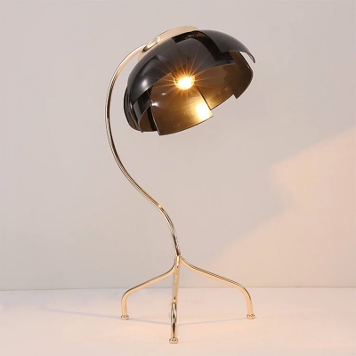 Metal Panel Domed Night Table Light Modernist 1 Light Desk Lamp in Black with Tripod Base