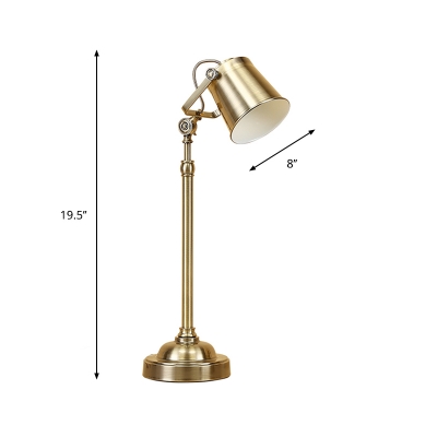 Metallic Gold Finish Reading Book Light Barrel 1 Head Industrial Desk Lamp with Rotatable Handle