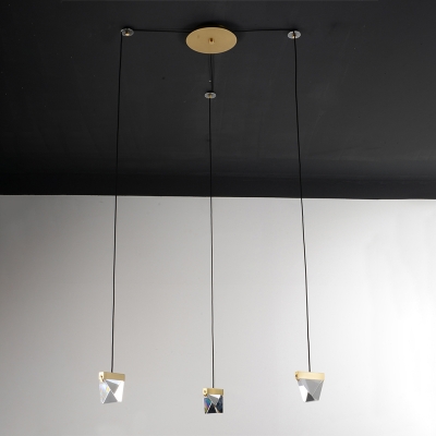 Minimalist Gem Multi Pendant Light 3/6 Head Faceted Crystal LED Suspension Lamp in Brass