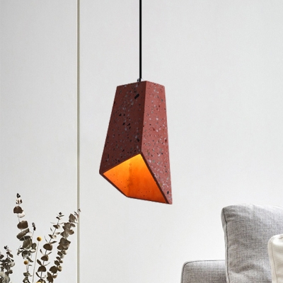 Nordic 1 Head Pendant Lighting White/Black/Red Geometric Ceiling Suspension Lamp with Terrazzo Shade