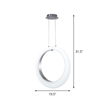 Ring Dining Room Pendant Lighting Acrylic LED Minimalism Ceiling Suspension Lamp in White