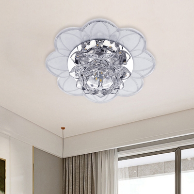 Simple Lotus Flushmount Lighting LED Clear Crystal Ceiling Flush Mount with Acrylic Canopy