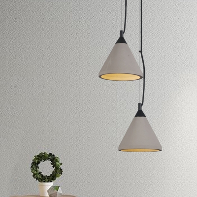 Trumpet Shape Restaurant Pendant Lighting Vintage Cement 1 Head Grey Hanging Lamp Kit