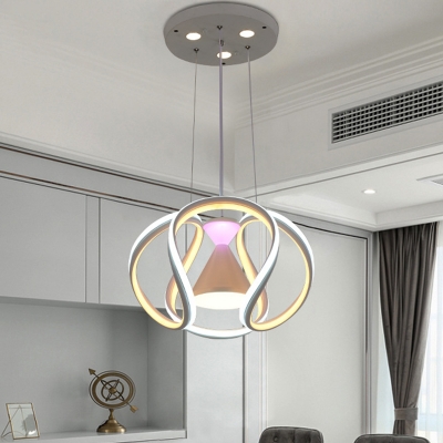 Twisting Pendant Chandelier Modernist Acrylic White LED Ceiling Suspension Lamp with Hourglass Design for Dining Room