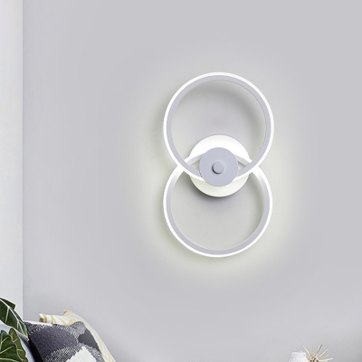 White/Black Dual Loop Wall Light Sconce Simple LED Acrylic Wall Mounted Lamp Fixture in White/Warm Light