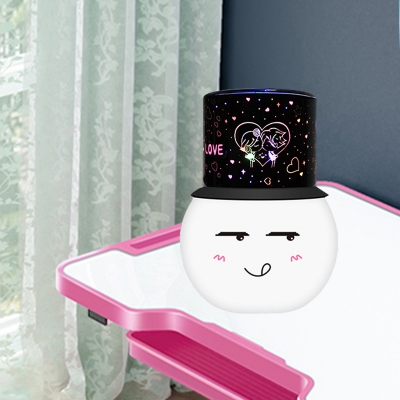 White Finish Snow Man Nightstand Light Cartoon LED Plastic Projection Lamp with Rechargeable Design