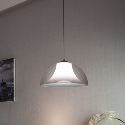 1 Bulb Bedside Hanging Lighting Simple Black Ceiling Pendant Lamp with Semicircle Clear Glass Shade