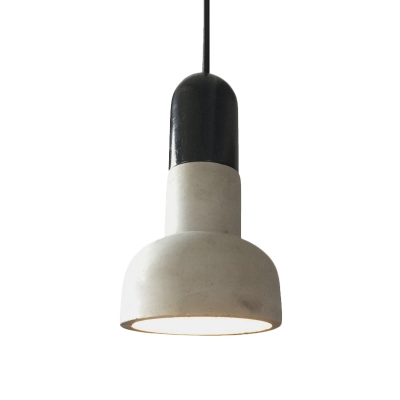 1-Bulb Cement Hanging Lighting Vintage Grey and Red/Black/Wood Dome Restaurant Pendant Lamp Kit