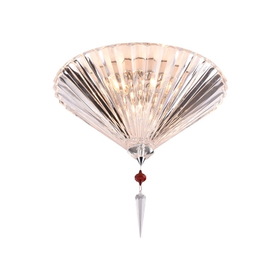 3/4-Bulb Flush Light Modern Cone Clear Prismatic Crystal Flush Mount Recessed Lighting
