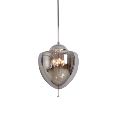 4-Light Ceiling Chandelier Industrial Bedroom Pendant Lamp with Pinecone Clear/Smoke Gray Glass Shade in Chrome