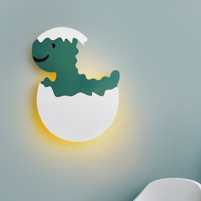 Acrylic Eggette/Dinosaur Sconce Cartoon LED Wall Mount Light Fixture in Green/Yellow, White/Warm Light