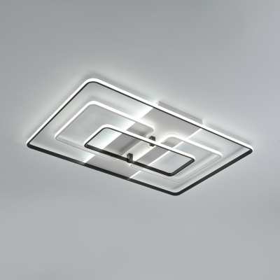 Acrylic Rectangle Frame Flush Light Minimalism LED Flush Mount Fixture in White/White and Black for Living Room, Warm/White Light