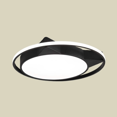Black Car Flush Mount Cartoon Style LED Acrylic Ceiling Light Fixture in Warm/White Light with Circular Design