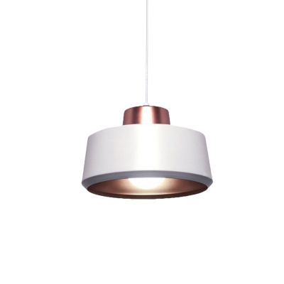 Circle Dining Room Ceiling Light Metal 1-Head Modern Nordic Suspended Pendant Lamp in White