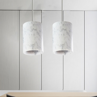 Cylindrical Hanging Ceiling Light Modern Nordic Marble 1 Light White/Black Suspension Lamp