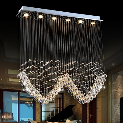 Faceted Crystal Ball LED Flush Chandelier Modernism Chrome Loving Heart Parlor Ceiling Mount Light