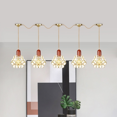 Gold Floral Multi Light Pendant Tradition Metal 3/5/7 Heads Living Room Series Connection Pendant Lamp