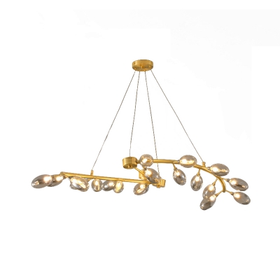 Grape Shape Chandelier Post-Modern Metallic 20-Head Dining Room Hanging Ceiling Light in Gold