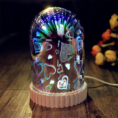 Kids LED Projection Night Light Beige Fireworks/Loving Heart Rechargeable Table Lamp with Plastic Shade