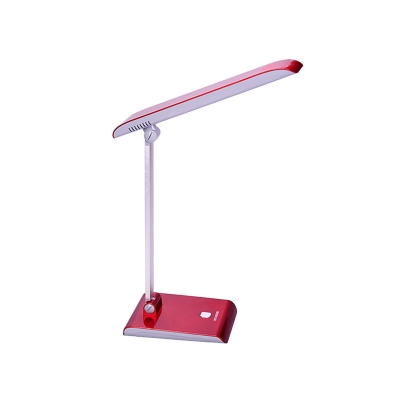 Metallic Rectangle Reading Book Light Modernist LED Desk Lamp in White/Rose Red with Foldable Design