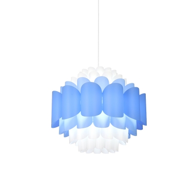 Modern LED Hanging Light Blue and White Blossom Pendant Lamp Fixture with Acrylic Panel Shade