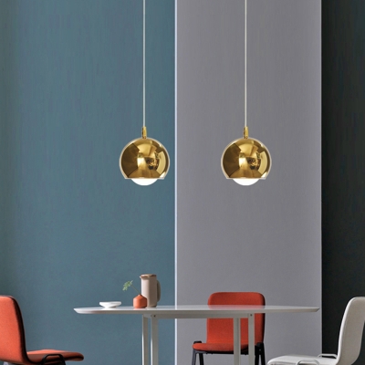 Post Modern Globe Hanging Lighting Iron 1 Light Bedside Rotatable LED Pendant Lamp Fixture in Gold