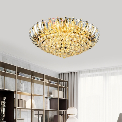 Rain Living Room Ceiling Lamp Modern Faceted Crystal Ball LED Gold Flush Light Fixture