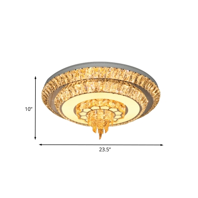 Ring Hallway Flush Light Traditionalism Clear and Amber Crystal LED Chrome Ceiling Flush Mount, 11