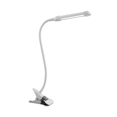 Simple Linear Reading Light Metal Study Room LED Flexible Task Lamp with Plug In Cord in White/Black