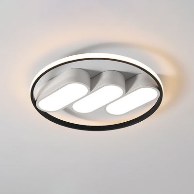 White-Black Round Flush Mount Lighting Modern LED Metallic Flush Lamp Fixture for Bedroom