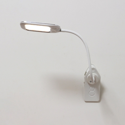 White Clip on Reading Book Light Modernism LED Metallic Task Lamp for Study Room