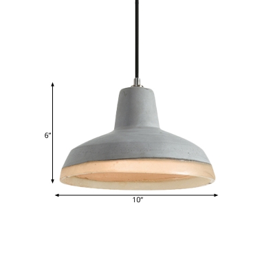 1 Bulb Cement Pendant Light Fixture Antiqued Grey Cone/Bowl/Dome Bedroom Ceiling Lamp with Resin Detail