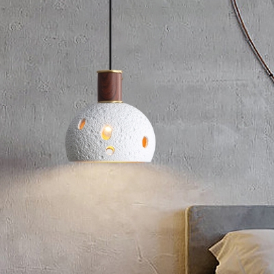 1 Light Pendant Light Industrial Style Restaurant Hanging Lamp Kit with Dome Resin Shade in White/Black/Grey, 6.5