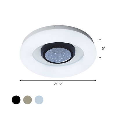 Acrylic Dual Doughnut Ceiling Mounted Light Modernist Black/Grey/Silver LED Flush Lamp Fixture